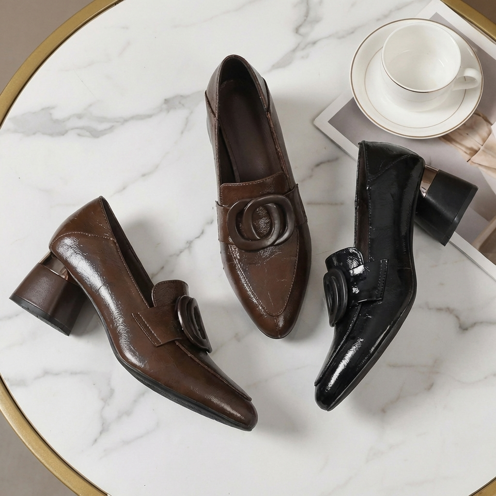 Adèle – Mocassins à talons en cuir