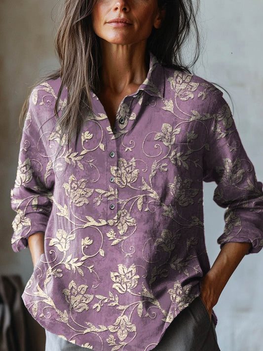 Irise | Chemise en Lin Brodée de Fleurs