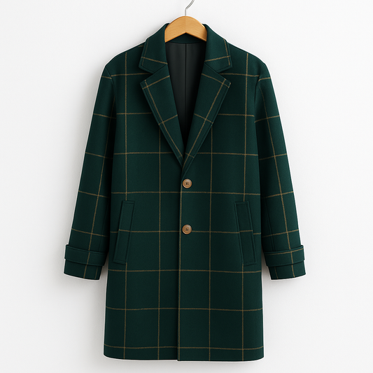 Élise | Manteau en Laine à Carreaux Classique