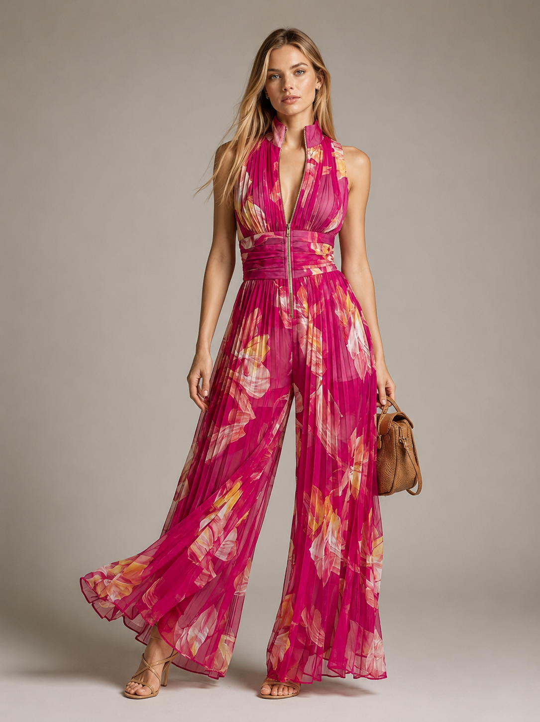 Leila | Mono Plissé Floral Fuchsia™