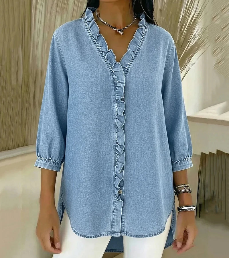 Abigail™ Blouse en Denim Élégante