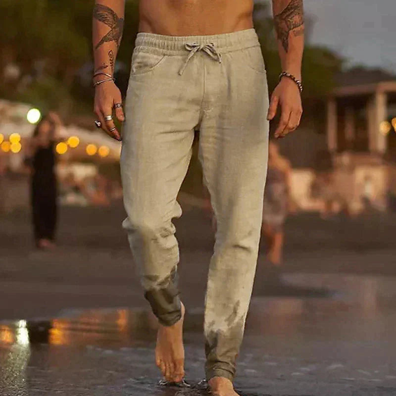 Mateo Pantalon de plage en lin - Kaki