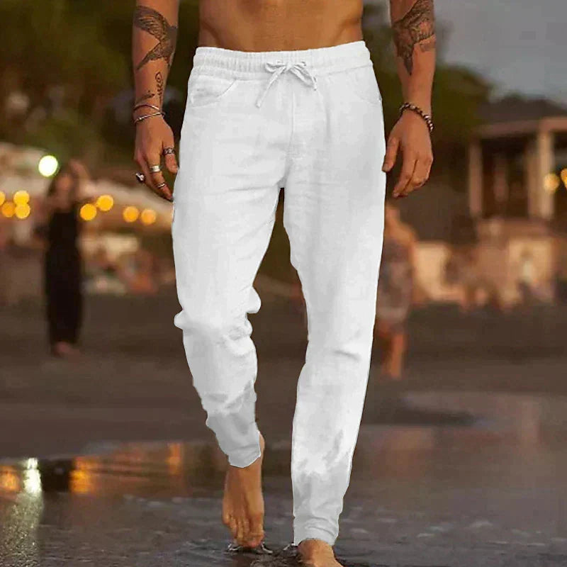 Mateo Pantalon de plage en lin - Blanc
