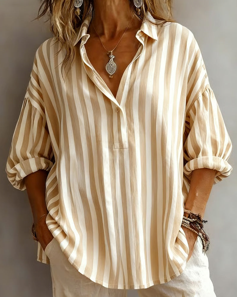 Nora | Blouse Rayée Légère avec Col