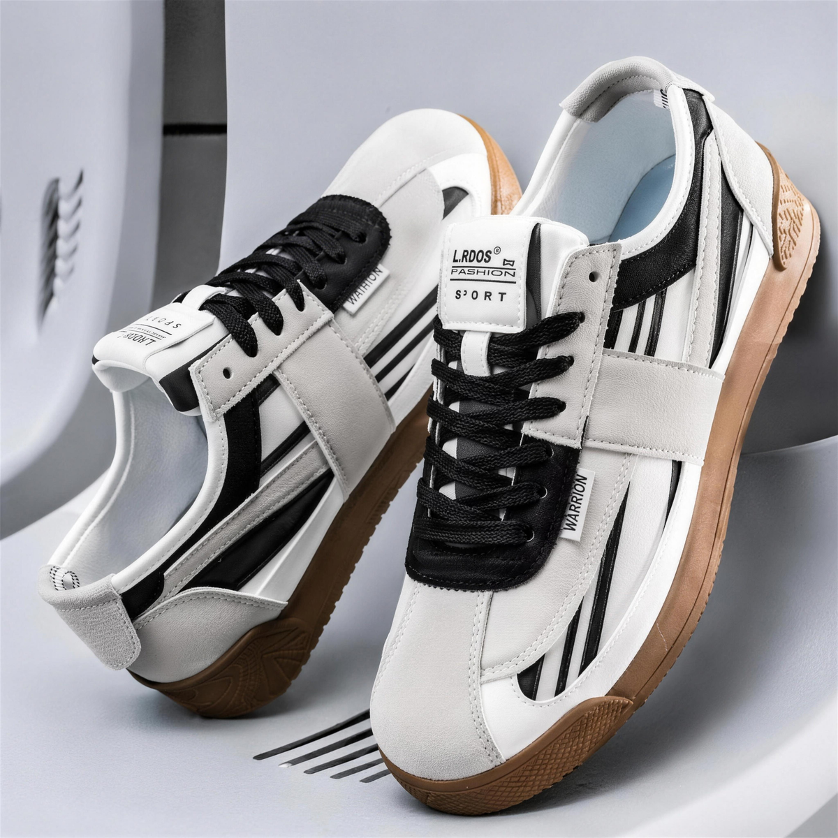 Laurent Baskets Rétro Confort - Blanc Noir
