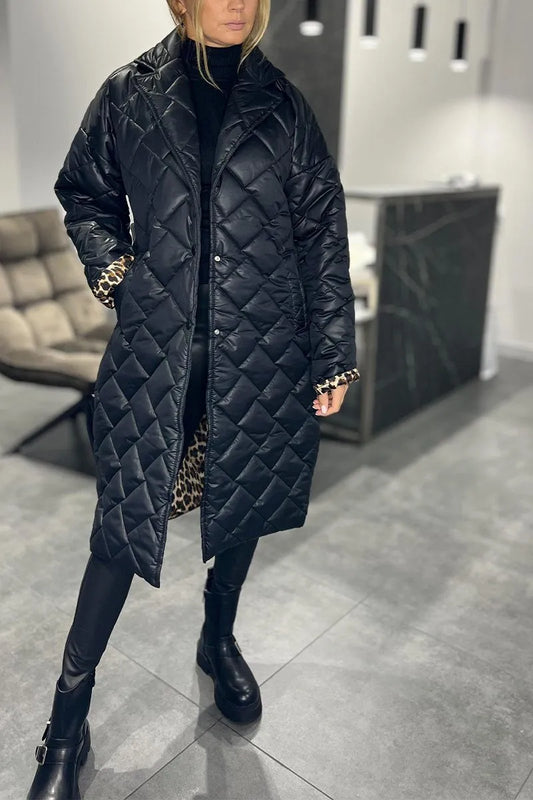 Clémence – Manteau réversible avec doublure léopard